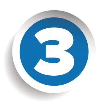 Number Three sticker vector blue Stock Illustration