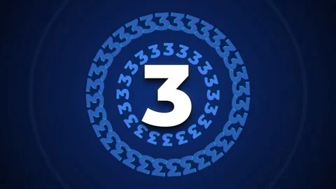 Number Three Surrounded By Rotating Numeral Circle Stock Footage 331820948
