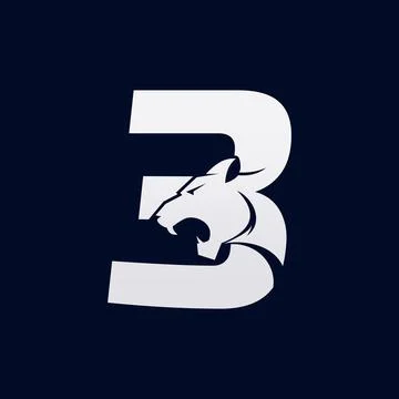 Number Three Tiger, Numeral Predator Logo Design Vector Stock Illustration