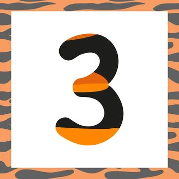 Number three with tiger pattern Illustrazione stock