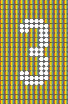 Number three with white circles on rainbow circles Stockillustratie