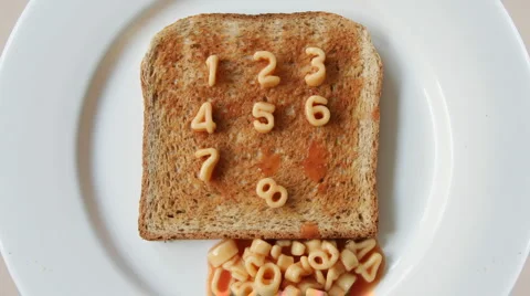 Number toast spaghetti counting maths food school kids Vidéo 1005961