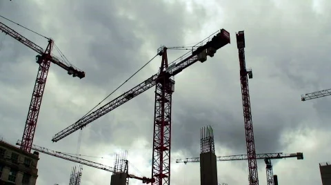 Number of tower cranes on construction site 스톡 동영상 79875