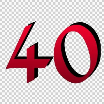 Number on transparent background red color Stock Illustration
