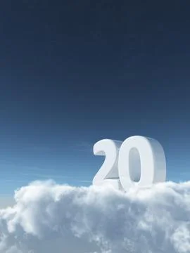 Number twenty on clouds - 3d rendering Stock Illustration