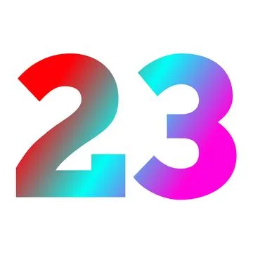 Number twenty three in gradient red, blue, and purple color Stock Illustration