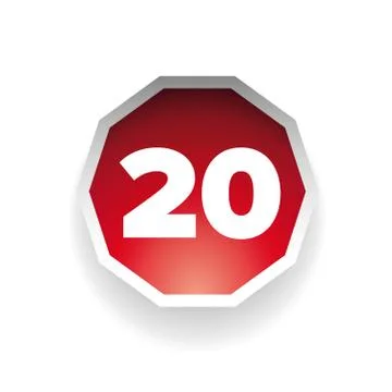Number twenty vector label red Stock Illustration