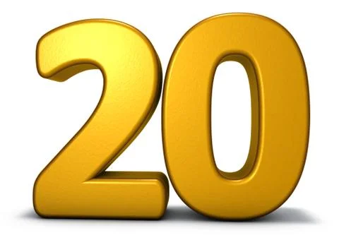 Number twenty on white background - 3d rendering Stock Illustration