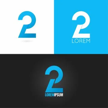 Number two 2 logo design icon set background Stock Illustration