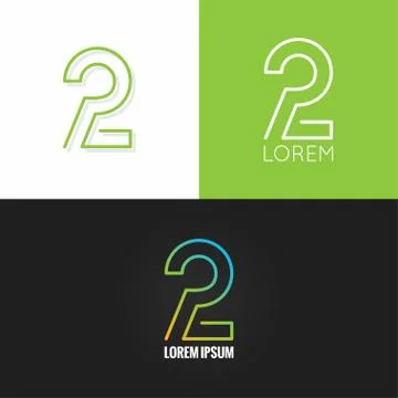Number two 2 logo design icon set background Stock Illustration
