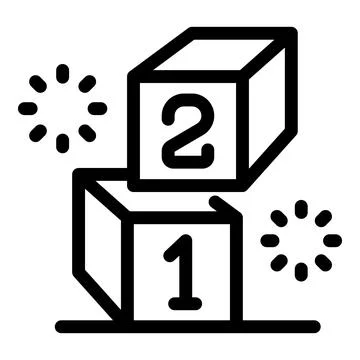 Number two block falling down onto number one block Stock Illustration