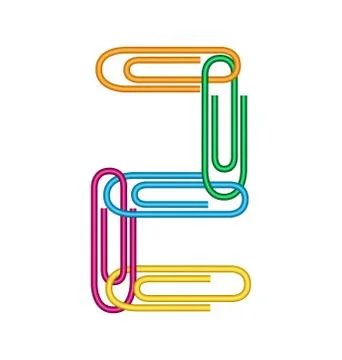 Number two with clips Stock Illustration