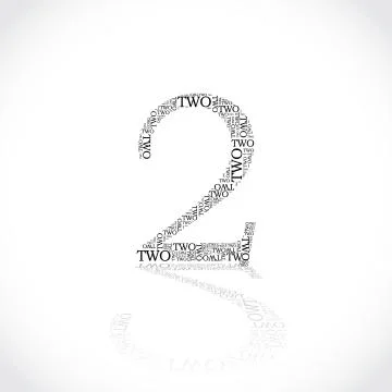 Number two created from text Stock Illustration