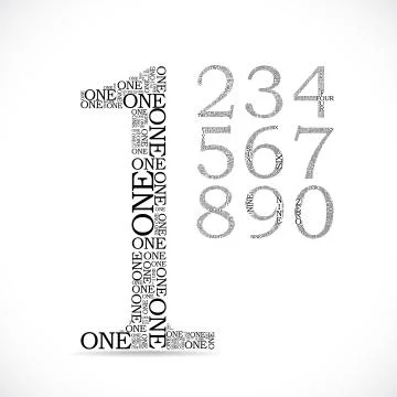 Number two created from text Stock Illustration