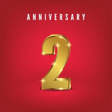 Number two gold gradient and red background Illustrazione stock