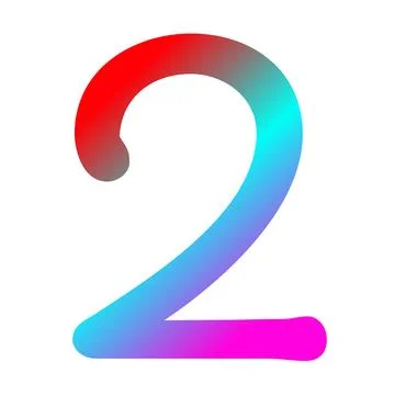 Number two in gradient red, blue, and purple color Stock Illustration