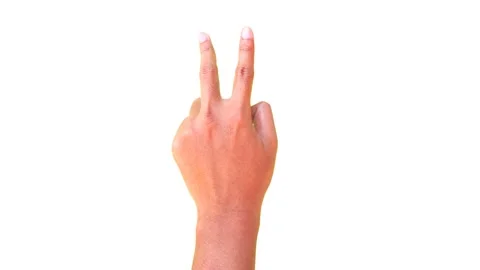 Number two hand gesture symbol on white background 스톡 동영상 317530500