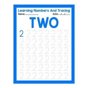 Number Two Learning Number And Tracing Stock Illustration