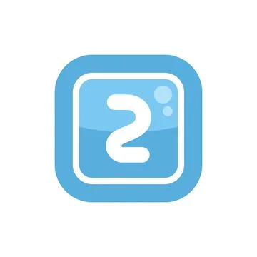 Number two logo forming bubbles inside blue rounded square Stock Illustration