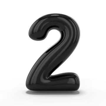 Number two made of inflatable balloon isolated on white background. 3D Stock Illustration