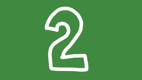 Number two mathematics second-place rank hand-drawn cartoon graphic with chalk Stock Footage 341293758