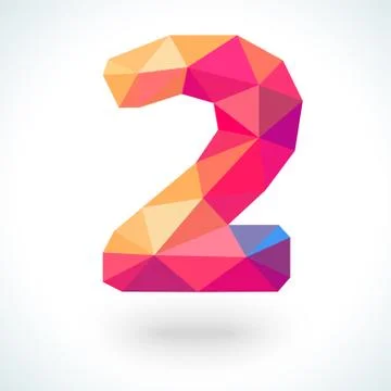 Number two in modern polygonal crystal style.  illustration Stock Illustration