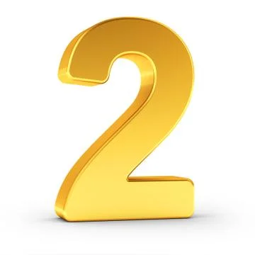 The number two as a polished golden object with clipping path イラスト素材