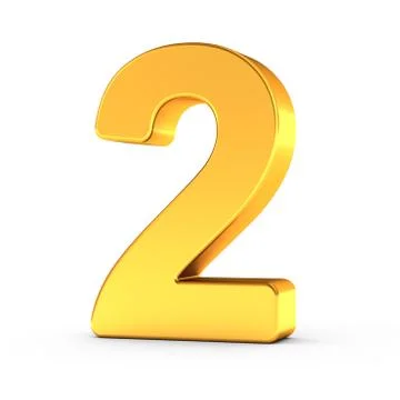 The number two as a polished golden object with clipping path Stock Illustration