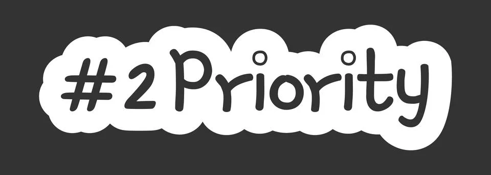 Number two priority black and white line drawing sticker Stockillustratie