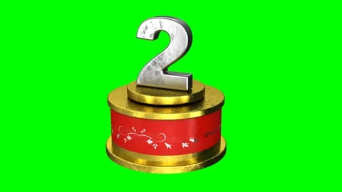  Number two on a red and gold podium Stock Footage 138397019