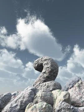 Number two rock under cloudy blue sky - 3d illustration Illustrazione stock