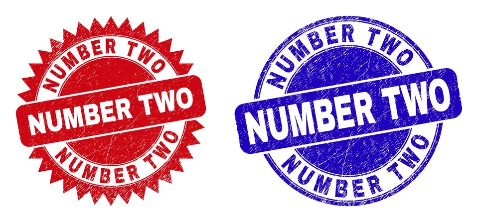 NUMBER TWO Round and Rosette Stamp Seals with Corroded Surface Stock Illustration