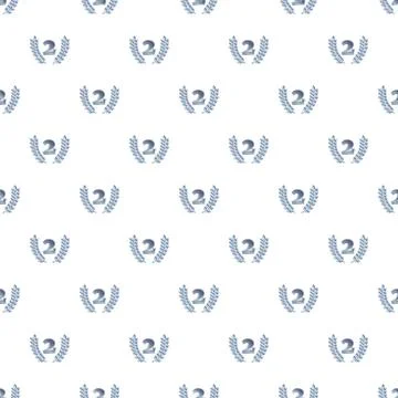 Number two silver laurel wreath seamless pattern Stock Illustration
