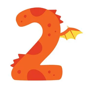 Number two is stylized as a dragon. Suitable for greeting cards, banners Stock Illustration
