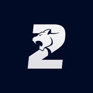 Number Two Tiger, Numeral Predator Logo Design Vector Stock-Illustration