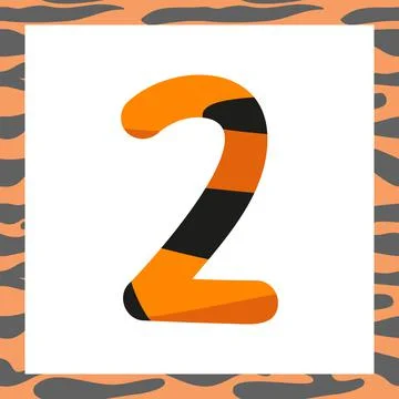 Number two with tiger pattern Stock Illustration