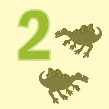 Number two. Two dinosaur (Spinosaurus). Stock Illustration