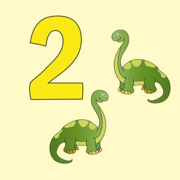 Number two. Two dinosaurs (Brachiosaurus). Stock Illustration
