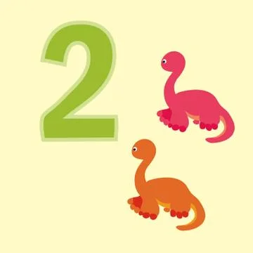 Number two. Two dinosaurs (Brachiosaurus). Stock Illustration
