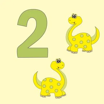 Number two. Two dinosaurs (Brachiosaurus). Stock Illustration