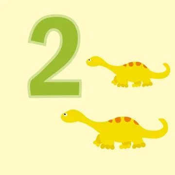 Number two. Two dinosaurs (Diplodocus ). Stock Illustration