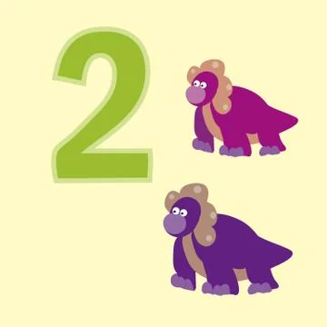 Number two. Two dinosaurs (Protoceratops ). Stock Illustration