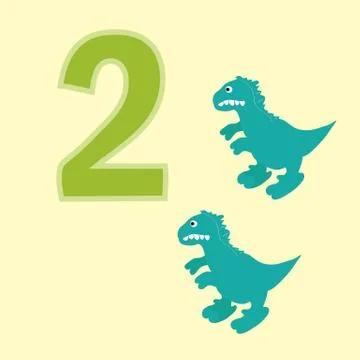 Number two. Two dinosaurs (t-Rex ). Stock Illustration