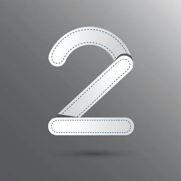 Number two with white and gray color . Vector design template elements for yo Stock Illustration