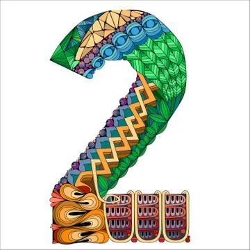 Number two Zentangle. Vector decorative object イラスト素材