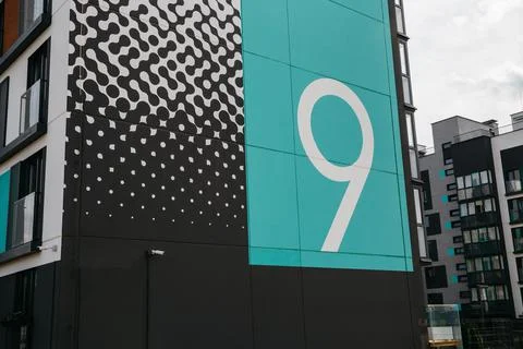 The number on the wall of the house that indicates its street number and addr Stock Photos