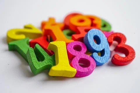 Number wood block cubes for learning Mathematic, education math concept. Stock Photos