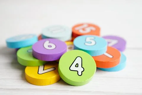 Number wood block cubes for learning Mathematic, education math concept. Stock Photos