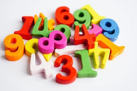 Number wood block cubes for learning Mathematic, education math concept. Stock Photos