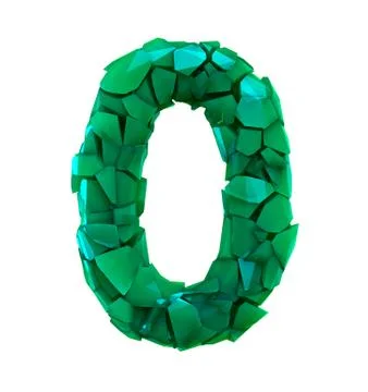 Number zero 0 made of broken plastic purple color isolated white background Illustrazione stock